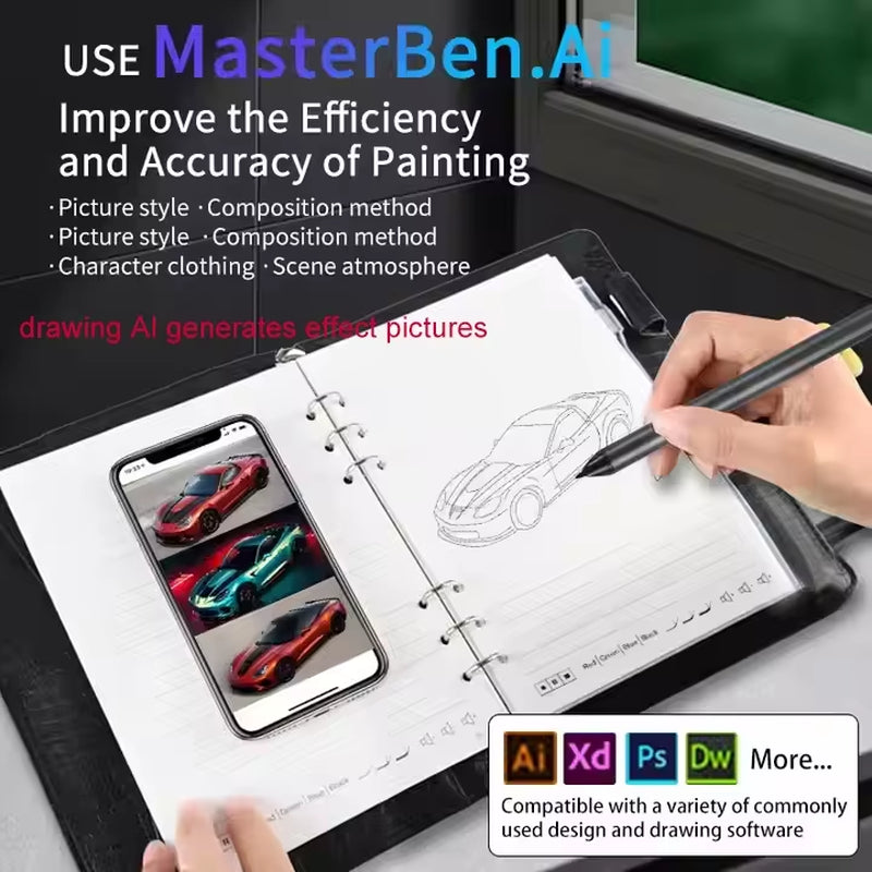 Factory Direct AI Smart Notepad Multifunction Drawing Design Function Smart Notebook Smart Pen Sync 1 Piece Custom